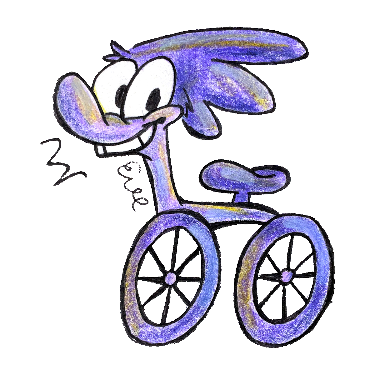 A drawing of Aroostook, a friendly green car.
